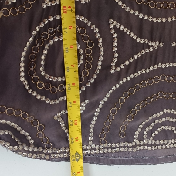 Haute Hippie 100% Silk Funky Boho Metal Embroidered Blouse - Picture 9 of 13